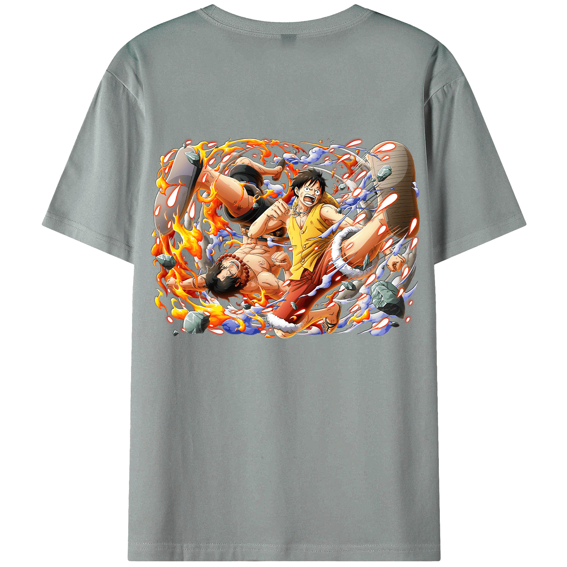 ワンピース モンキー・D・ルフィ ONE PIECE Monkey D. Luffy 綿100％ メンズ半袖Tシャツ（バックプリント） 通気性